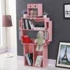 Robot-Shaped Bookshelf, 3-Tier Wooden Shelf with Rotating Head, Pink view 2