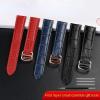 kongsou Leather Watch Band for Cartier Tank Solo, Blue/Red/Pink, Black/Silver, 16 mm view 4