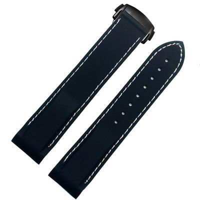 kongsou Silicone Watch Band for Omega Seamaster Planet Ocean, Men's Rubber Strap, Dark Blue, 22 mm