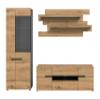 xonox.home Canu 3-Piece Living Room Wall Unit, 280 x 190 x 44 cm, Basalt Gray/Artisan view 2