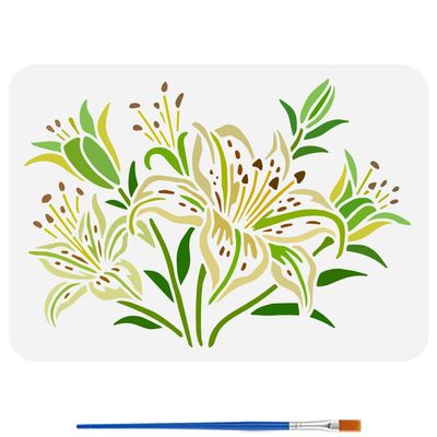 FINGERINSPIRE Lily Painting Stencil with Brush 21x29.7cm