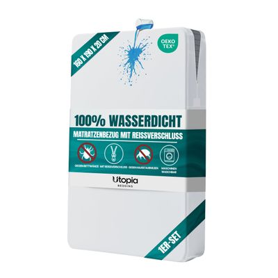 Waterproof Mattress Encasement 160 x 190 x 20 cm, Dust Mite Resistant