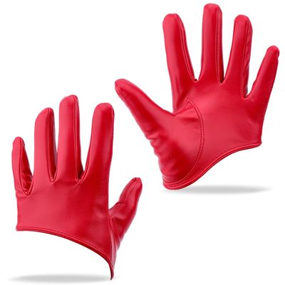 CALFOVERA 1 Pair Red Half-Finger PU Leather Gloves for Women