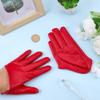 CALFOVERA 1 Pair Red Half-Finger PU Leather Gloves for Women view 3