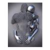XIUWOUG Modern 3D Bedroom Wall Art, Metal Love Heart Kiss Figure Canvas Print, 30 x 40 cm view 1