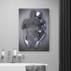 XIUWOUG Modern 3D Bedroom Wall Art, Metal Love Heart Kiss Figure Canvas Print, 30 x 40 cm view 2