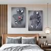 XIUWOUG Modern 3D Bedroom Wall Art, Metal Love Heart Kiss Figure Canvas Print, 30 x 40 cm view 3