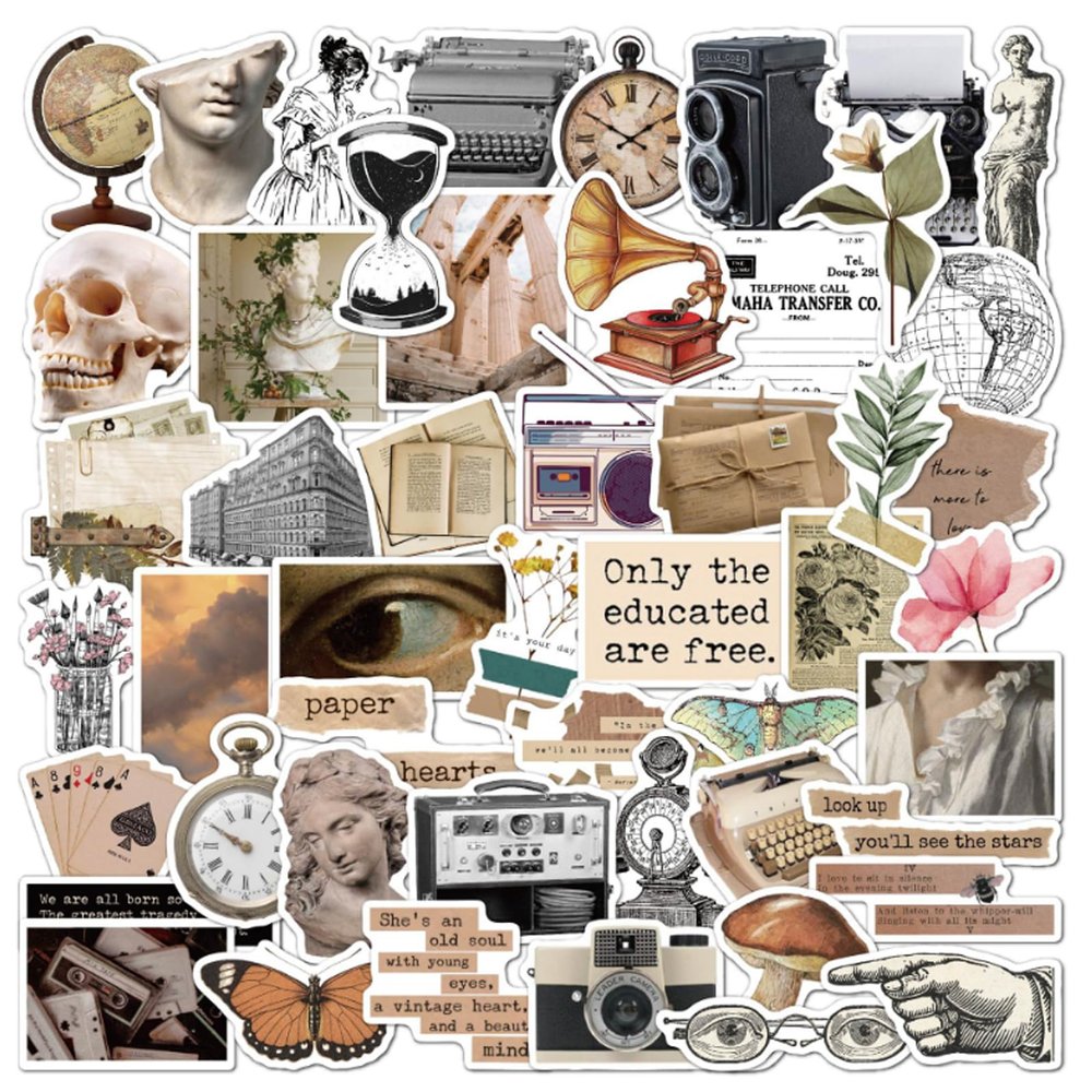 50 Vintage Aesthetic Stickers