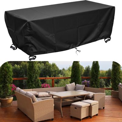 Patio Furniture Cover for Garden Table, 405 x 380 x 90 cm, 420D Oxford Fabric, Black