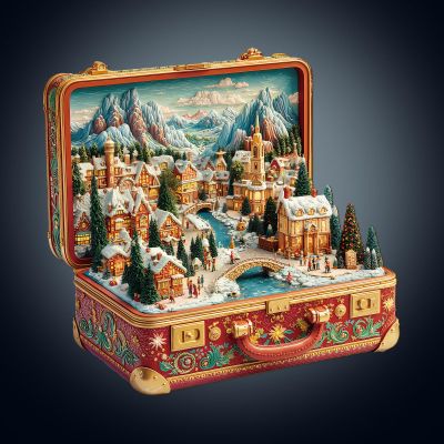 WOODBESTS Wooden Puzzle for Adults, Christmas Suitcase Puzzle, Unique Irregular Design, Gift for Puzzle Lovers (34 × 33.2 cm, 260 Pieces)