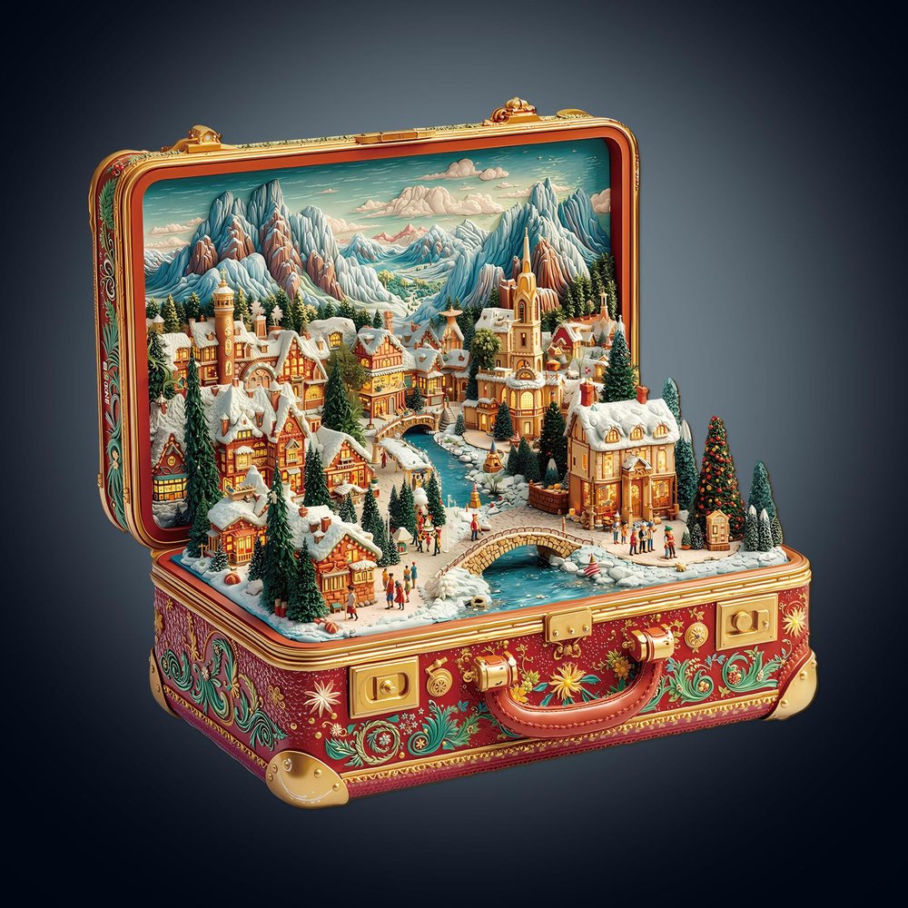 WOODBESTS Wooden Puzzle for Adults, Christmas Suitcase Puzzle, Unique Irregular Design, Gift for Puzzle Lovers (34 × 33.2 cm, 260 Pieces)