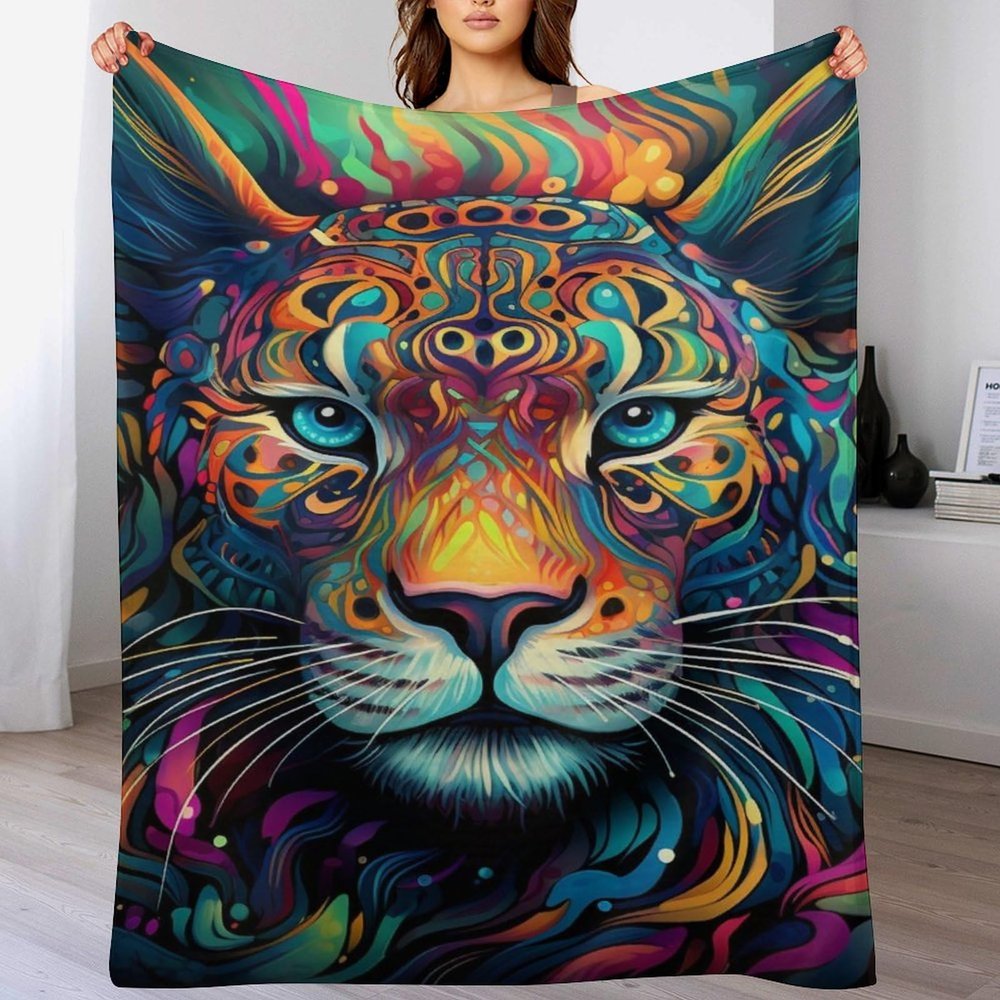 LCWWW Leopard Throw Blanket, Soft Flannel Fleece Blanket for Sofa, Four Seasons, 100 × 130 cm