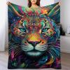 LCWWW Leopard Throw Blanket, Soft Flannel Fleece Blanket for Sofa, Four Seasons, 100 × 130 cm view 1