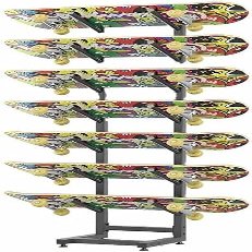 Floor-Standing Multi-Sport Equipment Organizer for Skis, Skateboards, and Scooters