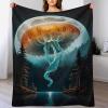 Giant Jellyfish Flannel Throw Blanket, Warm Sofa Blanket, 180 × 200 cm view 1