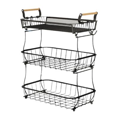 3-Tier Metal Produce Basket with Banana Hangers