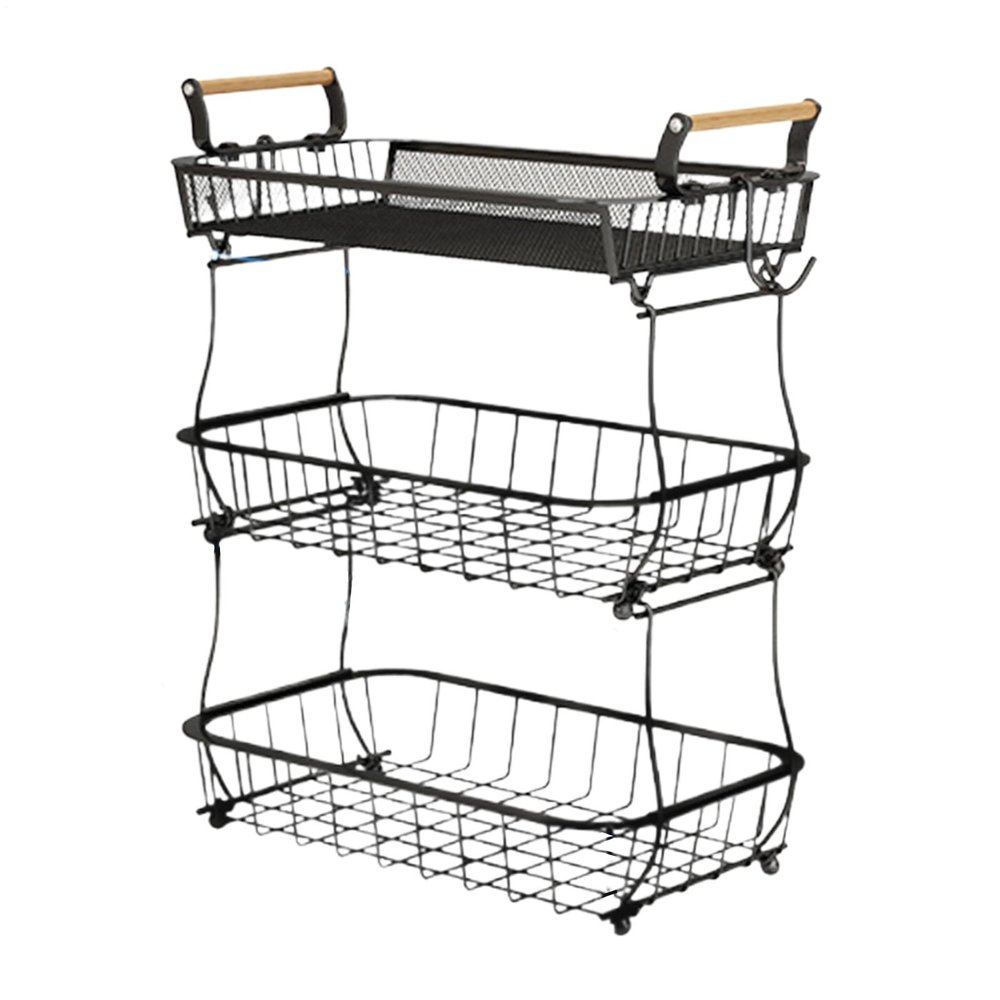 3-Tier Metal Produce Basket with Banana Hangers