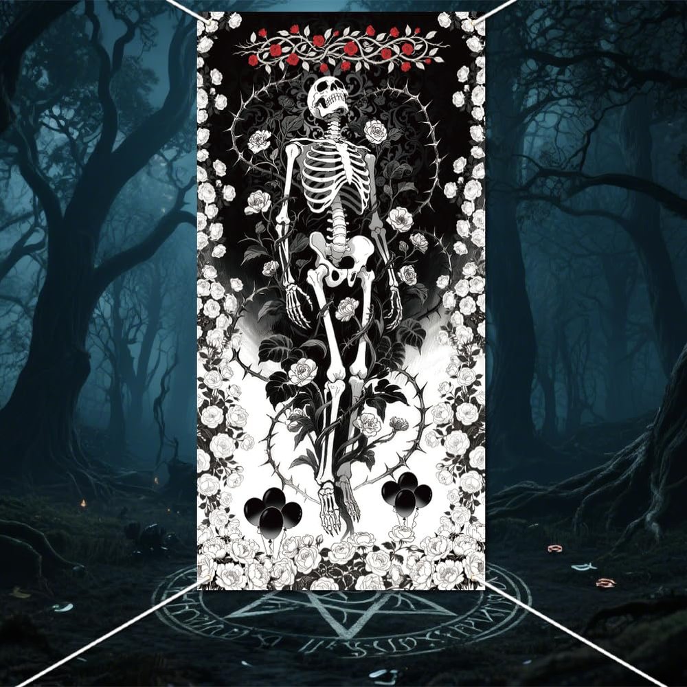 WADORN Skull Flower Banner Background