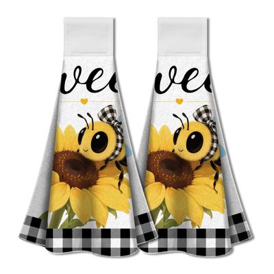 WADORN 2-Pack Sunflower Bee Kitchen Towels