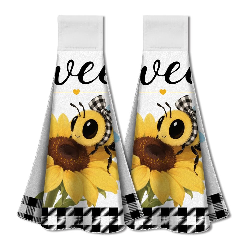 WADORN 2-Pack Sunflower Bee Kitchen Towels