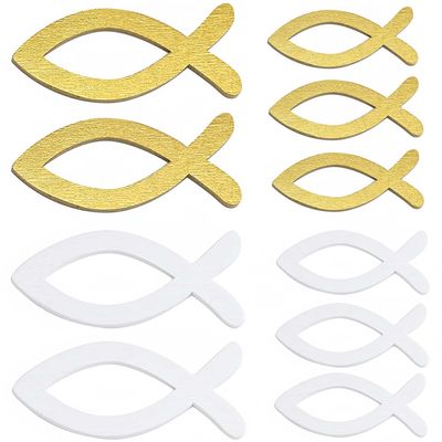 48 Wooden Fish Decorations, 2 Sizes