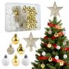 Christmas Ornaments Set, 32 Mini Gold and White Balls with Star view 1