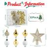 Christmas Ornaments Set, 32 Mini Gold and White Balls with Star view 2