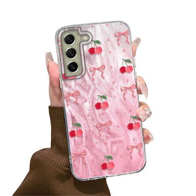 Phone Case for Samsung Galaxy S23 Plus with Pink Cherry Bow Pattern