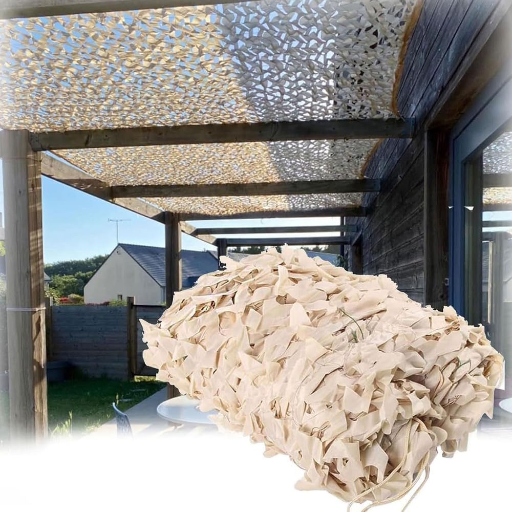 SAYEYBU Woodland Camouflage Netting, Military Camouflage Net, Beige, 10 x 18 m