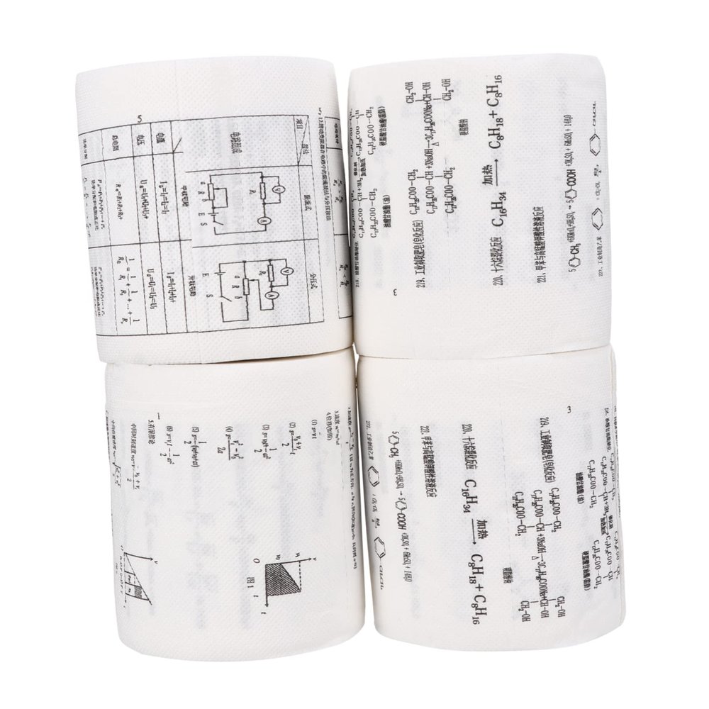GALPADA 4-Roll Toilet Paper Printed with Chemical and Physics Formulas