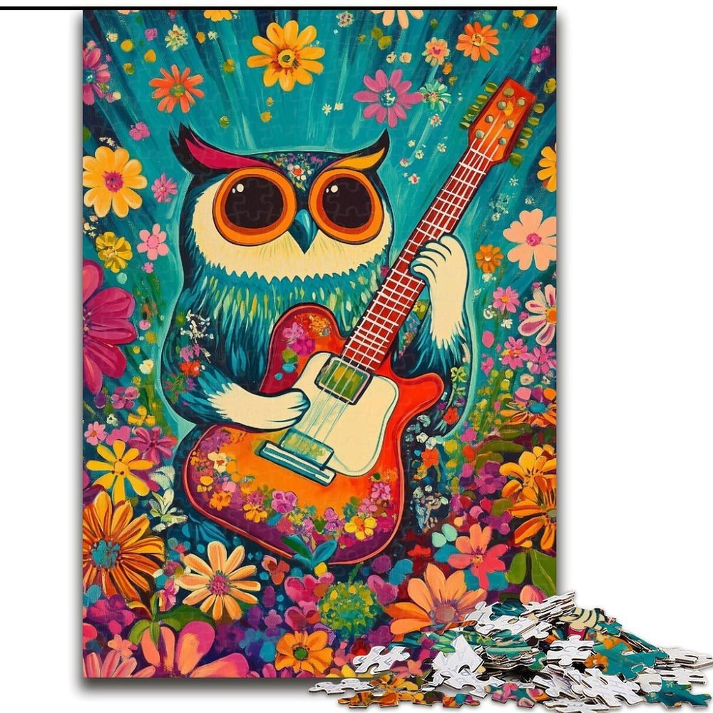 Owl Playing Guitar Puzzle, 1,000 Pieces, 26 x 38 cm