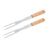 ifundom 2-Piece Stainless Steel Grill Fork Set with Long Wooden Handles view 1