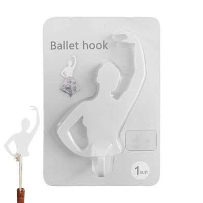 Adhesive Hooks, Decorative Ballet Dance Design Wall Holders for Closet, Bedroom, Bathroom, Kitchen, Bags, Hats, Scarves