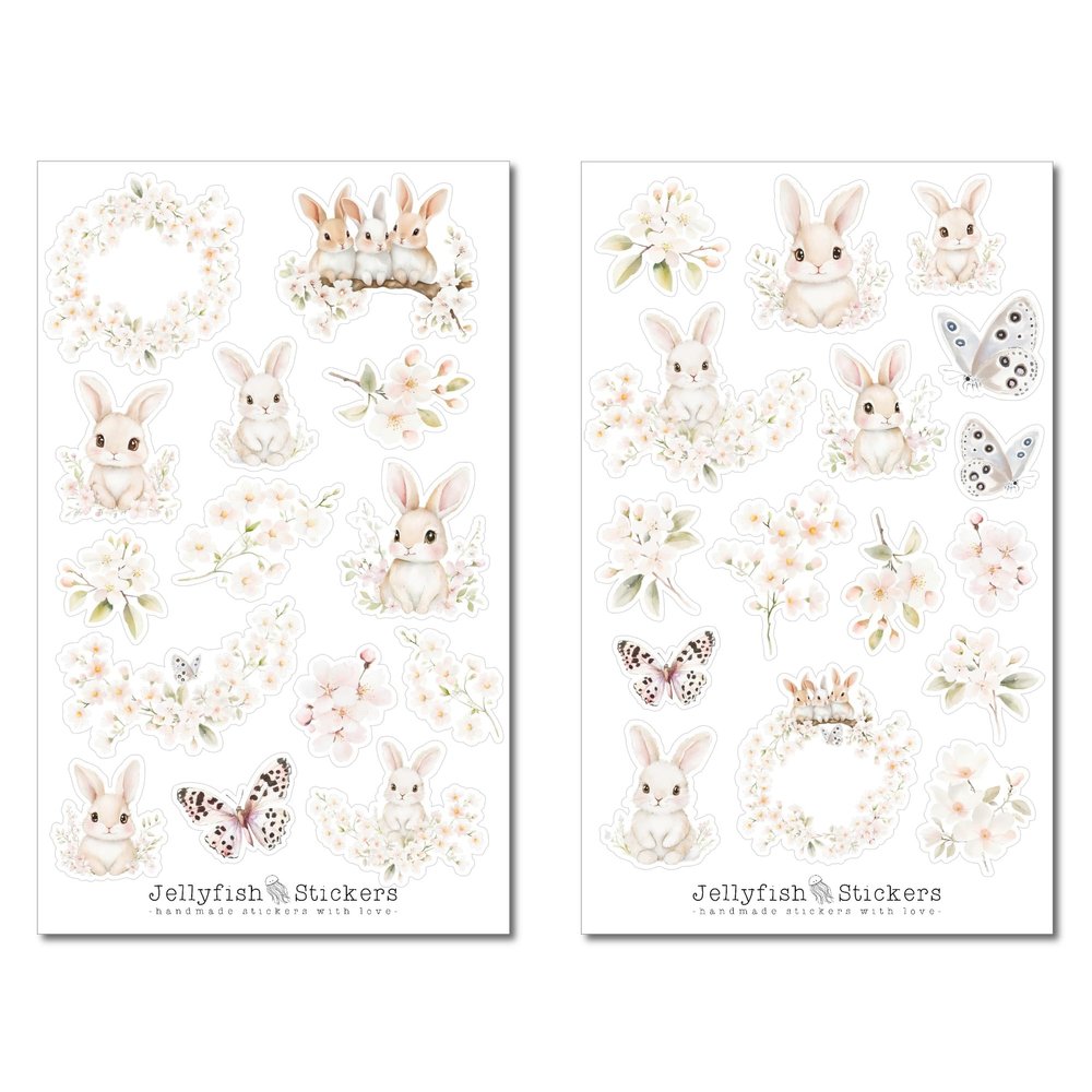 Spring Sticker Set - Cute Easter Bunny