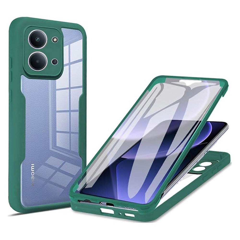 YUECXIN Case for Xiaomi Redmi 15C 5G/15C 4G/Poco C85, Clear 360° Protection with Built-In Screen Protector, Green