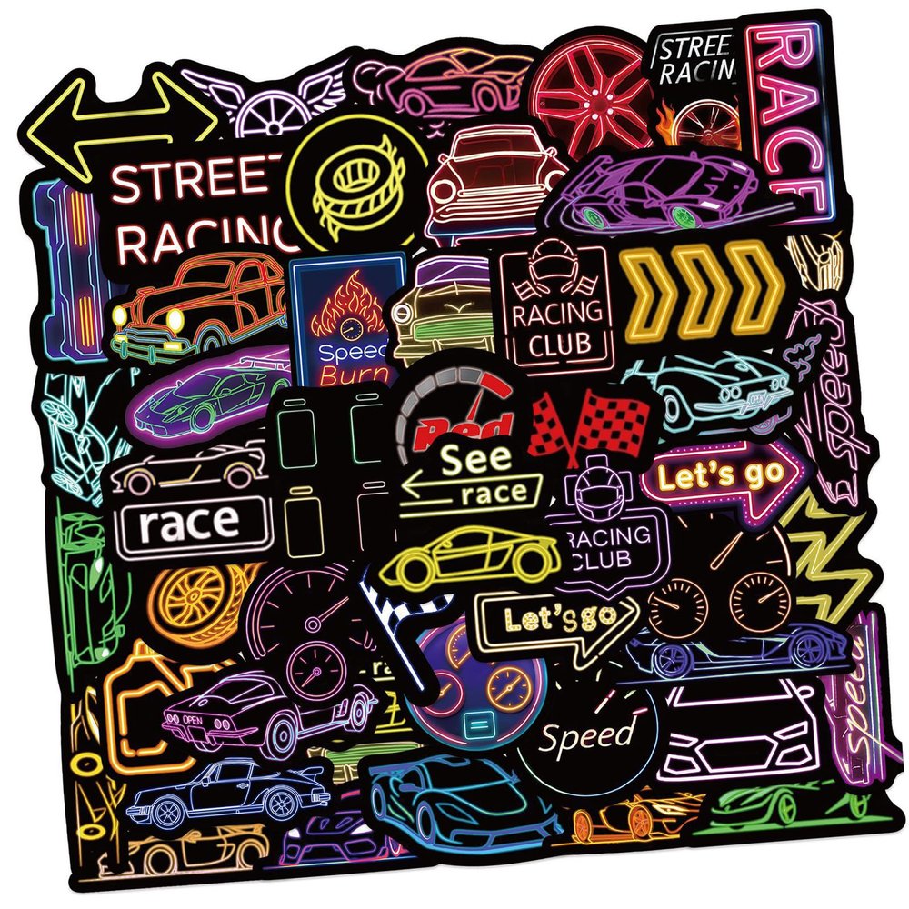 50 Race Car Stickers