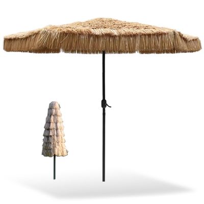 QUSYZD 9-Foot Thatch Roof Patio Umbrella, Hawaiian-Style Outdoor Umbrella
