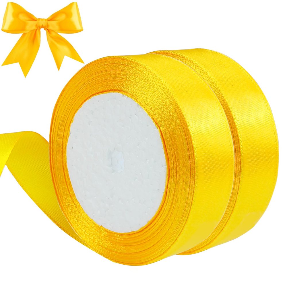 qingmeng Yellow Satin Ribbon, 44m Gift Ribbon, 20mm