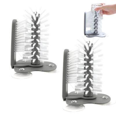 Water Bottle Cleaning Brushes, 2-Piece, 360-Degree Glass and Cup Cleaner with Suction Cups, Bar and Kitchen Cleaning Tool
