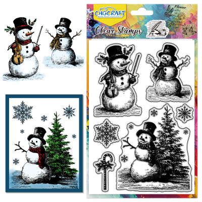 CHGCRAFT Christmas Clear Stamps - Snowman & Winter Snowflakes