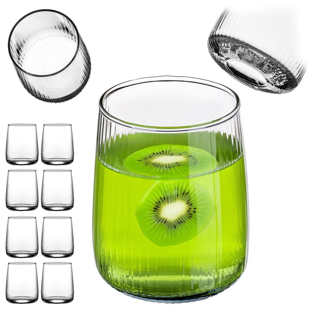 KADAX Water Glasses 310 ml, Set of 8, Elegant Ribbed Glasses (Mia)