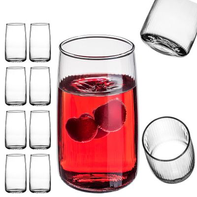 KADAX 16.2 oz Ribbed Long Drink Glasses, Set of 8, Mia