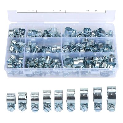 135-Piece Fuel Injection Hose Clamp Set, Galvanized Steel, 8–18 mm