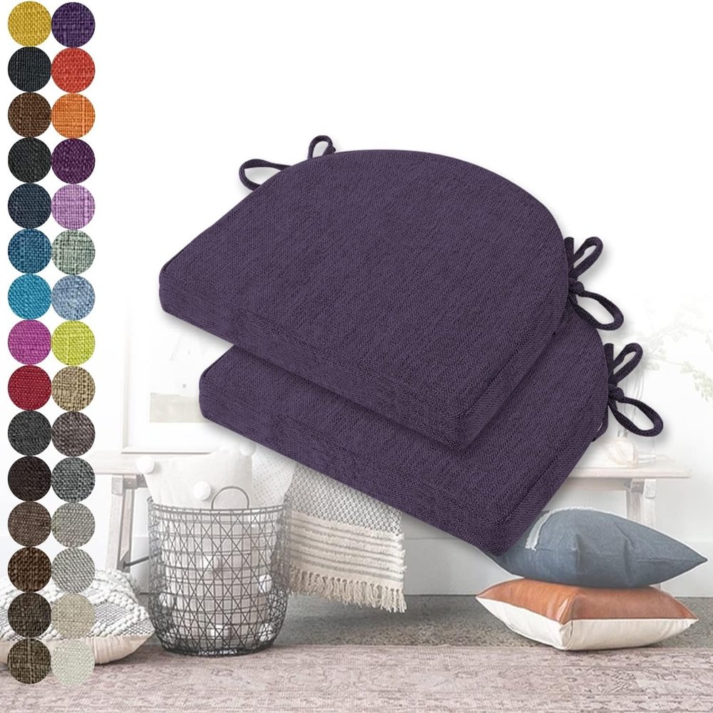 Set of 2 U-Shaped Chair Cushions with Ties, Non-Slip, Color 9, 43 x 40 x 35 x 5 cm