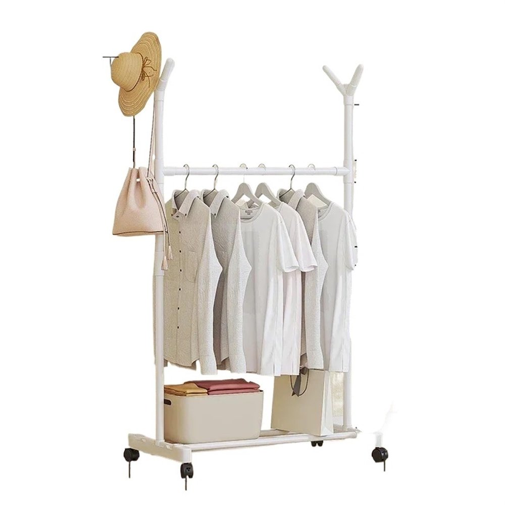 Adjustable Freestanding Double-Rail Clothes Rack, White