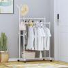 Adjustable Freestanding Double-Rail Clothes Rack, White view 3