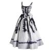 Women's Bloody Zombie Bride Halloween Dress, Sleeveless V-Neck A-Line Midi Dress, White #B, XXL view 1