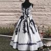 Women's Bloody Zombie Bride Halloween Dress, Sleeveless V-Neck A-Line Midi Dress, White #B, XXL view 2