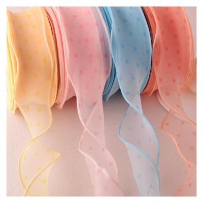 WENH New Candy-Colored Ribbon with Dotted Fishtail Edge for Handmade Hair Bows, 28 m, Watermelon Red