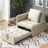 Rosebibi Upholstered 3-in-1 Sofa Bed, Linen Fabric, Adjustable Backrest, Beige view 1